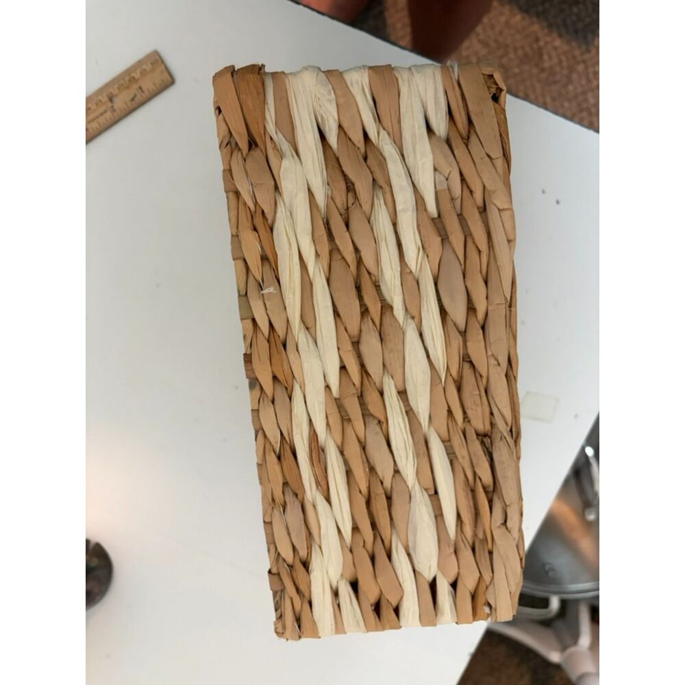 square woven lined basket